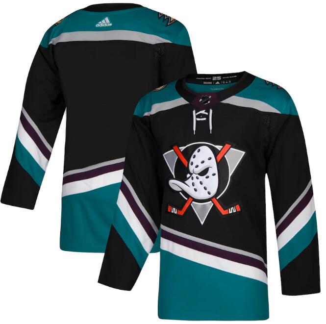 All Size Anaheim Ducks adidas Black Home Authentic Blank Cyan Jersey