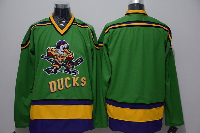 All size Swen Logo Anaheim Ducks Blank Movie Green 1993 Throwback Blank Jersey