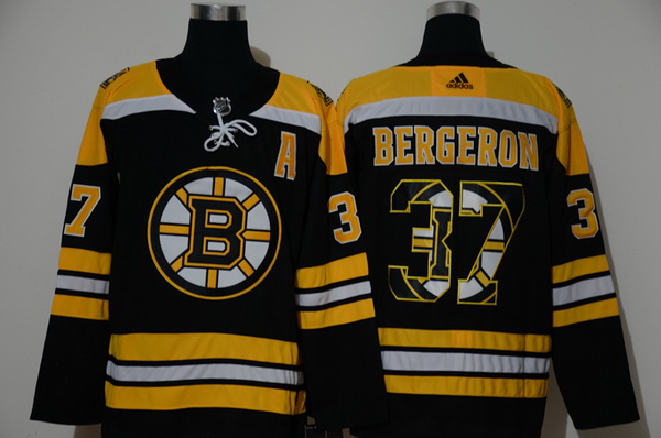 Men Boston Bruins 37 Patrice Bergeron Black Adidas Fashion Jersey