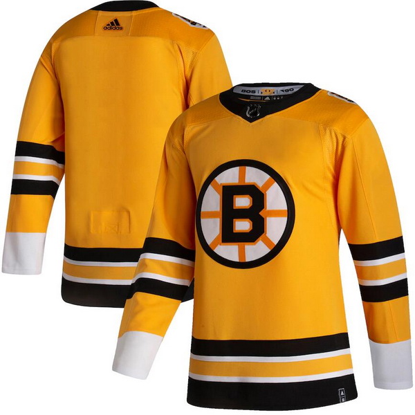 Men Boston Bruins Blank Yellow 2020 21 Reverse Retro Adidas Jers