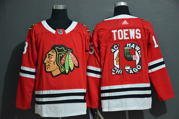 Men Chicago Blackhawks 19 Jonathan Toews Red Fashion Adidas Jersey