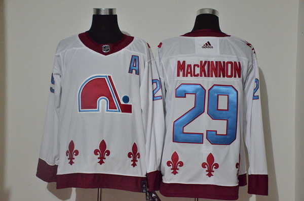 Men Colorado Avalanche 29 Nathan MacKinnon White 2020 21 Reverse Retro Adidas Jersey