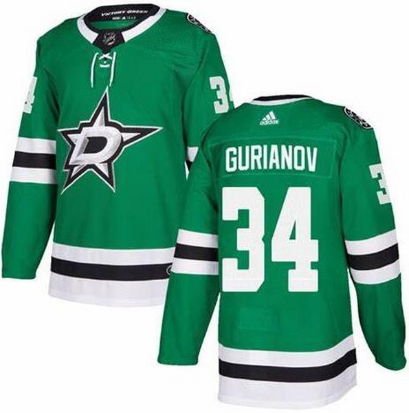 Men Dallas Stars 34 Denis Gurianov Green Adidas Jersey