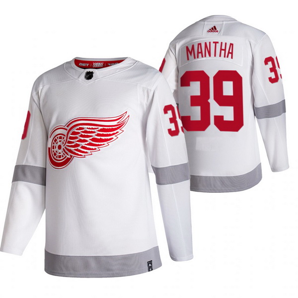 Men Detroit Red Wings 39 Anthony Mantha White Adidas 2020 21 Reverse Retro Alternate NHL Jersey