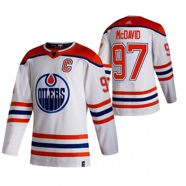 Men Edmonton Oilers 97 Connor McDavid White Adidas 2020 21 Rever