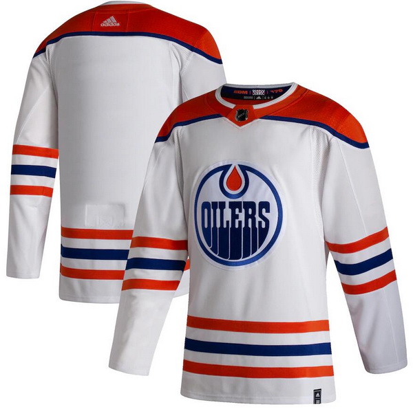 Men Edmonton Oilers Blank White 2020 21 Reverse Retro Adidas Jersey