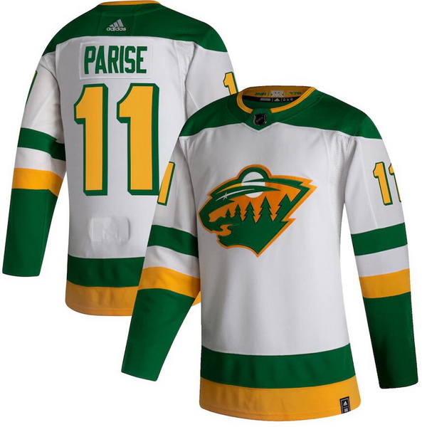 Men Minnesota Wild 11 Zach Parise White 2020 21 Reverse Retro Adidas Jersey