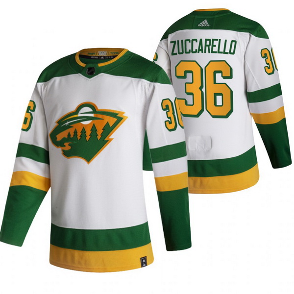 Men Minnesota Wild 36 Mats Zuccarello White Adidas 2020 21 Rever