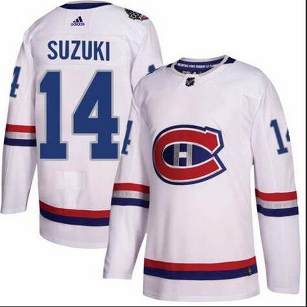 Men Montreal Canadiens 14 Nick Suzuki White Adidas Jersey