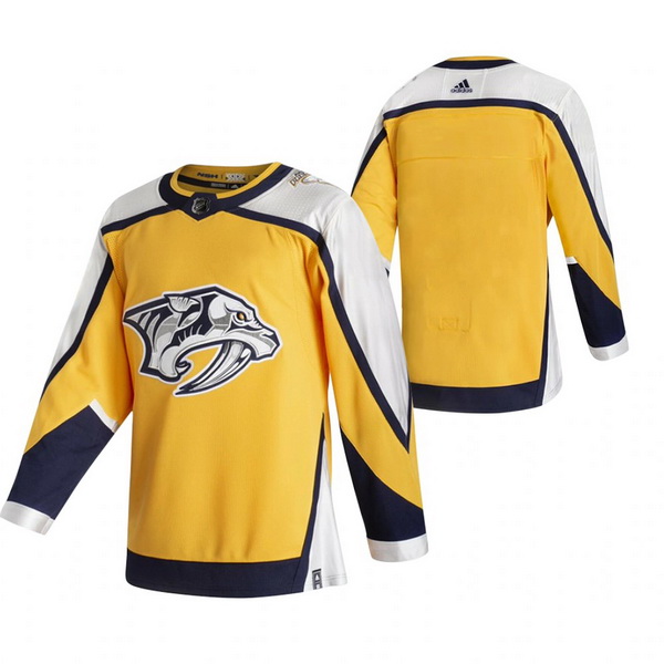 Men Nashville Predators Blank Yellow Adidas 2020 21 Reverse Retr