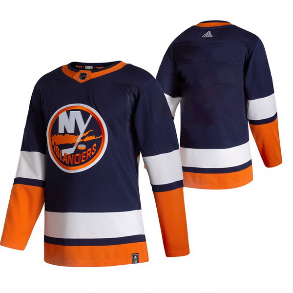 Men New York Islanders Blank Navy Blue Adidas 2020 21 Reverse Retro Alternate NHL Jersey