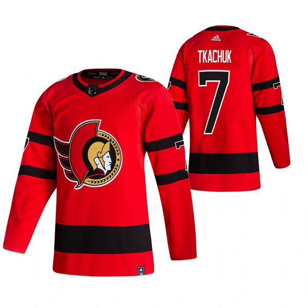 Men Ottawa Senators 7 Brady Tkachuk Red Adidas 2020 21 Reverse R