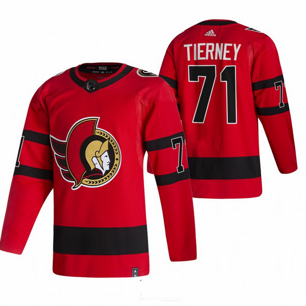 Men Ottawa Senators 71 Chris Tierney Red Adidas 2020 21 Reverse 