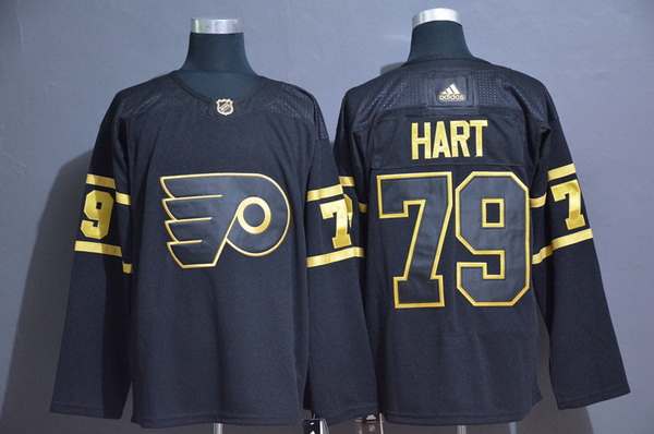 Men Philadelphia Flyers 79 Carter Hart Black Gold Adidas Jersey