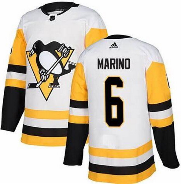 Men Pittsburgh Penguins 6 John Marino White Adidas Jersey