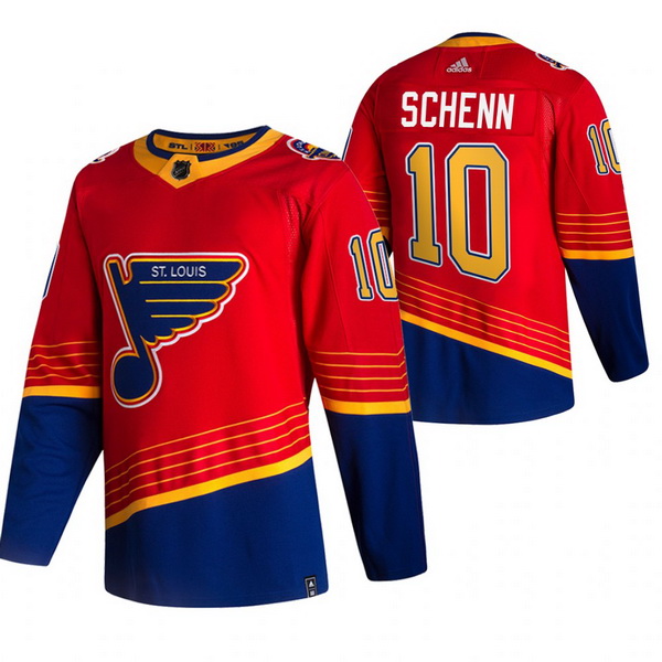 Men St  Louis Blues 10 Brayden Schenn Red Adidas 2020 21 Reverse Retro Alternate NHL Jersey