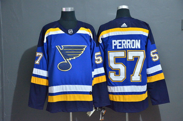 Men St.Louis Blues 57 David Perron Blue Adidas Jersey