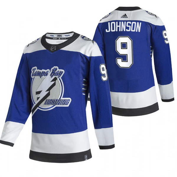 Men Tampa Bay Lightning 9 Tyler Johnson Blue Adidas 2020 21 Reve