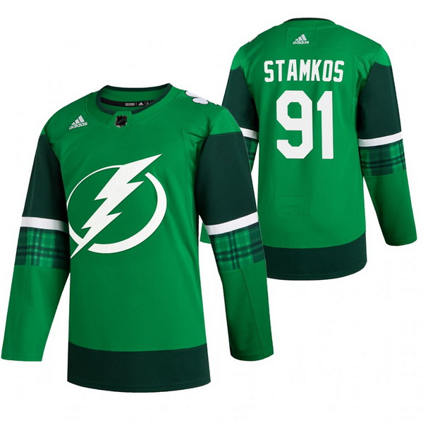 Men Tampa Bay Lightning 91 Steven Stamkos Green 2020 Adidas Jers