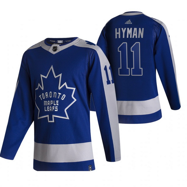 Men Toronto Maple Leafs 11 Zach Hyman Blue Adidas 2020 21 Revers