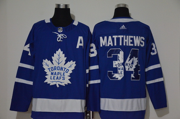 Men Toronto Maple Leafs 34 Auston Matthews Blue Adidas Fashion Jersey