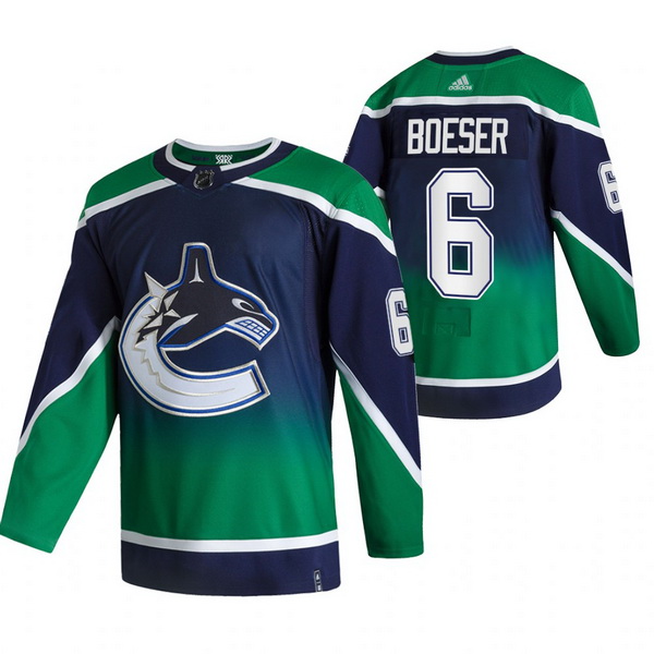 Men Vancouver Canucks 6 Brock Boeser Green Adidas 2020 21 Revers