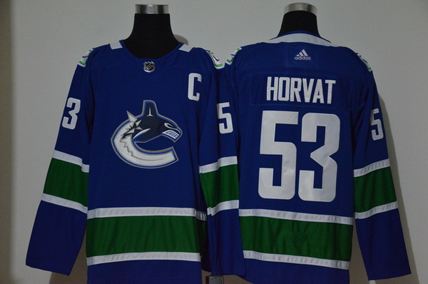 Men Vancouver Canucks 53 Bo Horvat Blue Adidas Jersey