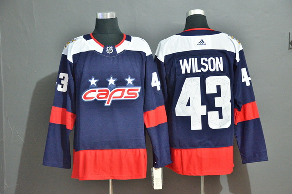 Men Washington Capitals 43 Tom Wilson Navy Adidas Jersey