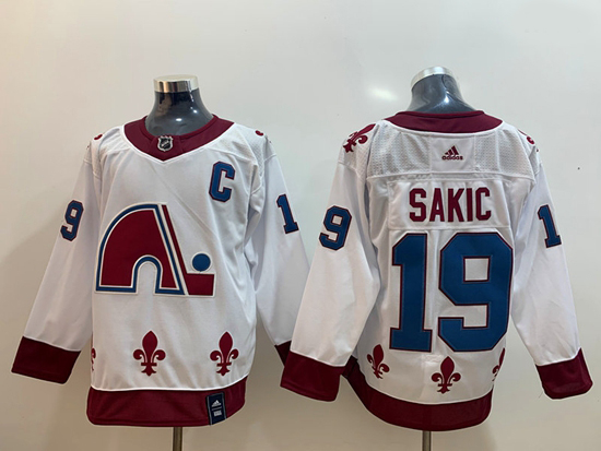 Men Colorado Avalanche 19 Joe Sakic White 2020 21 Reverse Retro Adidas Jersey