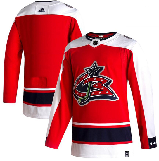 Men Columbus Blue Jackets Blank Red 2020 21 Reverse Retro Adidas Jersey