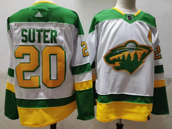 Men Minnesota Wild 20 Ryan Suter White 2020 21 Reverse Retro Adidas Jersey