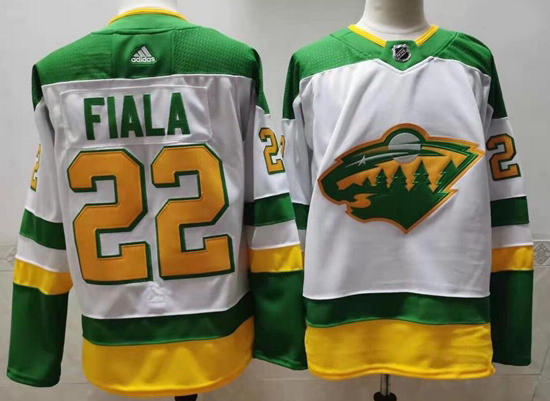 Men Minnesota Wild 22 Kevin Fiala White 2020 21 Reverse Retro Adidas Jersey