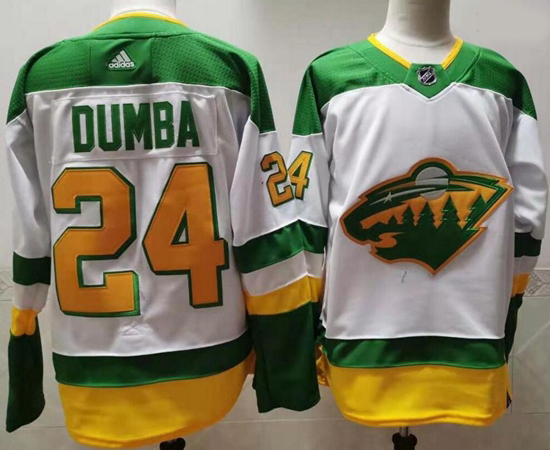 Men Minnesota Wild 24 Matt Dumba White 2020 21 Reverse Retro Adidas Jersey