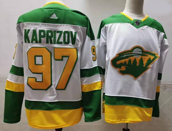 Men Minnesota Wild 97 Kirill Kaprizov White 2020 21 Reverse Retro Adidas Jersey