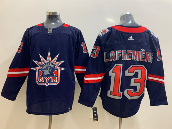 Men New York Rangers 13 Alexis Lafreniere Navy 2020 21 Reverse Retro Adidas Jersey