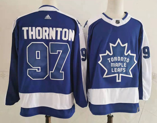 Men Toronto Maple Leafs 97 Joe Thornton Blue 2020 21 Reverse Retro Adidas Jersey