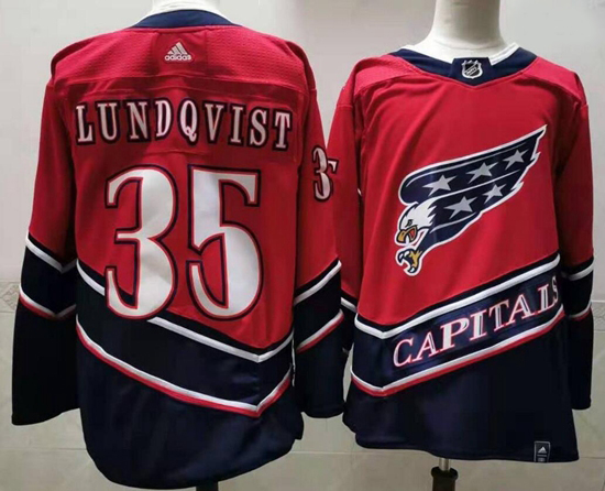 Men Washington Capitals 35 Henrik Lundqvist Red 2020 21 Reverse 
