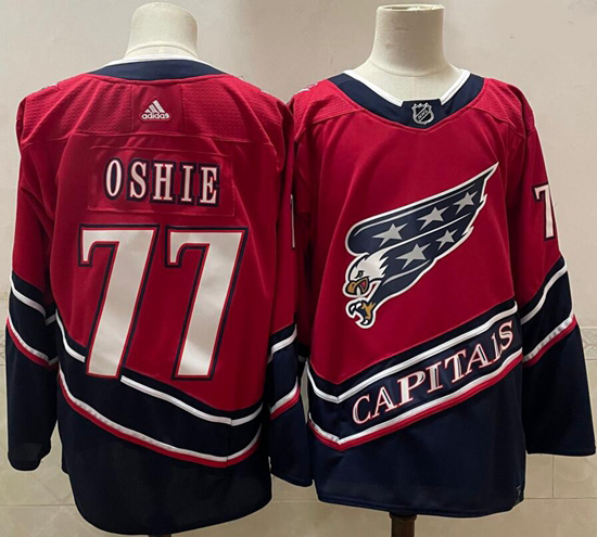 Men Washington Capitals 77 T J  Oshie Red 2020 21 Reverse Retro Adidas Jersey