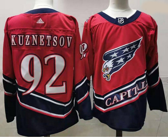 Men Washington Capitals 92 Evgeny Kuznetsov Red 2020 21 Reverse Retro Adidas Jersey