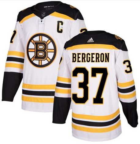 Men Adidas Boston Bruins #37 Patrice Bergeron White NHL Jersey