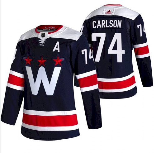 Men Washington Capitals 74 John Carlson NEW Navy Blue Stitched NHL Jersey