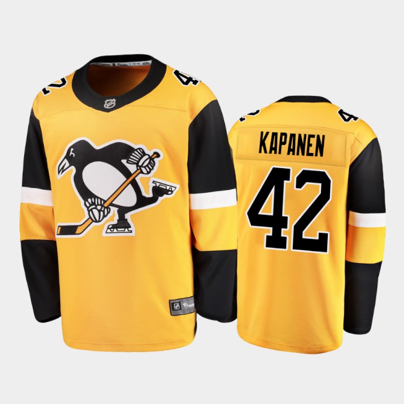 Men Pittsburgh Penguins 42 Kasperi Kapanen  Yellow Stitched NHL 