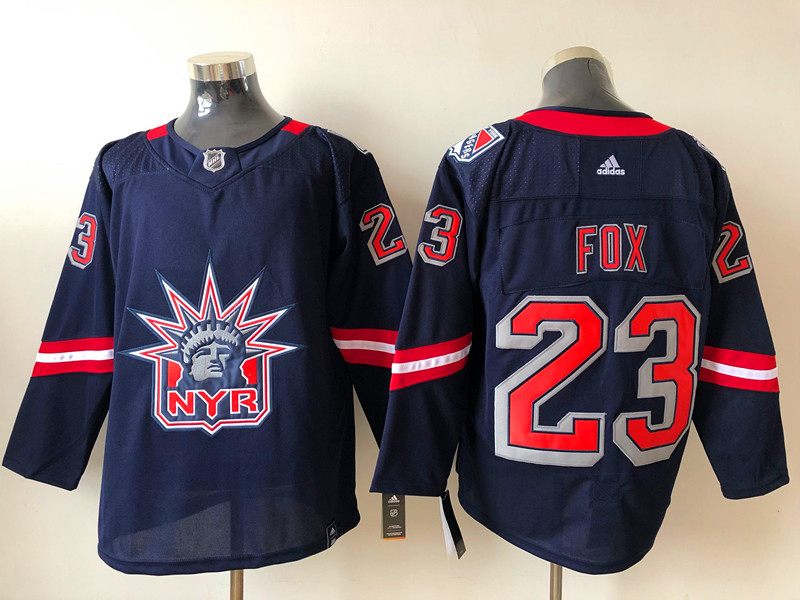 Men New York Rangers Adam Fox 23 Adidas 2020 21 Reverse Retro Alternate NHL Jersey
