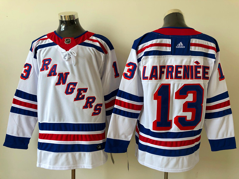 Men New York Rangers Alexis Lafreniere 13 White 2020 21 Reverse Retro Alternate NHL Jersey