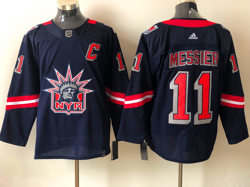 Men New York Rangers Mark Messier 11 Navy 2020 21 Reverse Retro Adidas Jersey