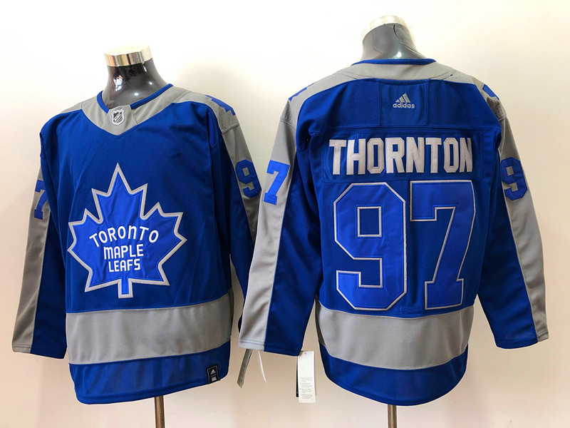 Men Toronto Maple Leafs Joe Thornton 97 Blue 2020 21 Reverse Retro Adidas Jersey