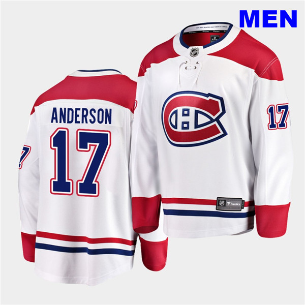 Men Montreal Canadiens 17 Josh Anderson 2020 21 Away White Break
