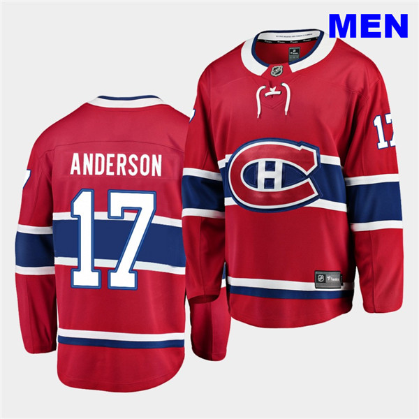 Men Montreal Canadiens 17 Josh Anderson 2020 21 Home Men Red Bre