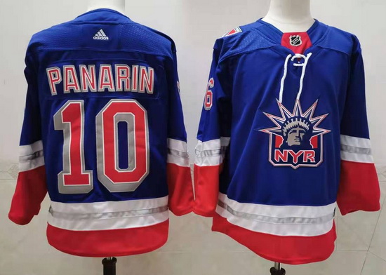 Men New York Rangers 10 Artemi Panarin Light Blue 2021 Retro Stitched NHL Jersey