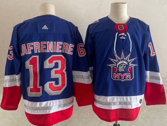 Men New York Rangers 13 Alexis Lafreniere Light Blue 2021 Retro Stitched NHL Jersey